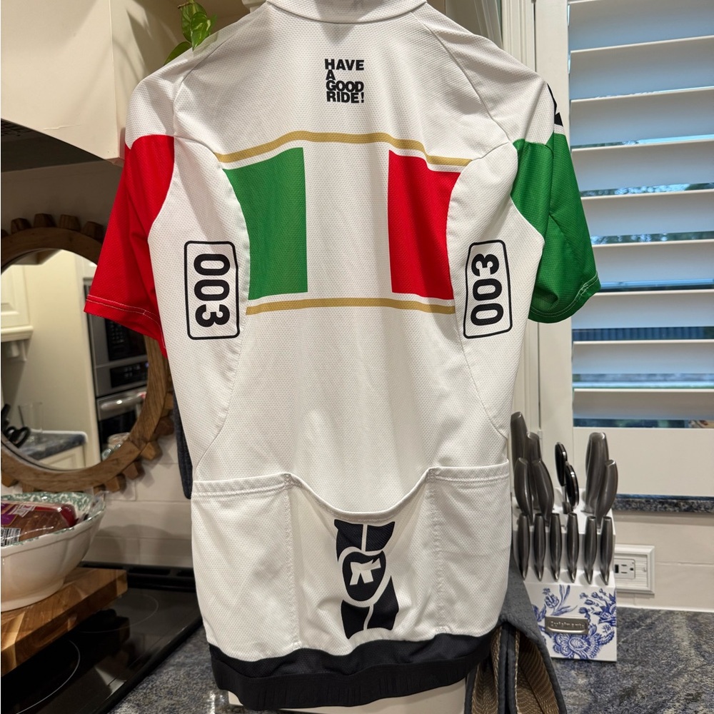 Assos White Cycling Jersey with Red and Green Panels - Picture 2 of 12
